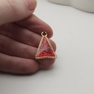 Red glitter triangle charm pendant